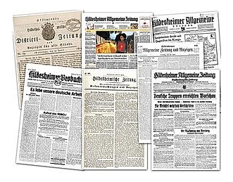 Titelblätter von Hildesheimer Tageszeitungen aus verschiedenen Jahrhunderten © Stadtarchiv Hildesheim